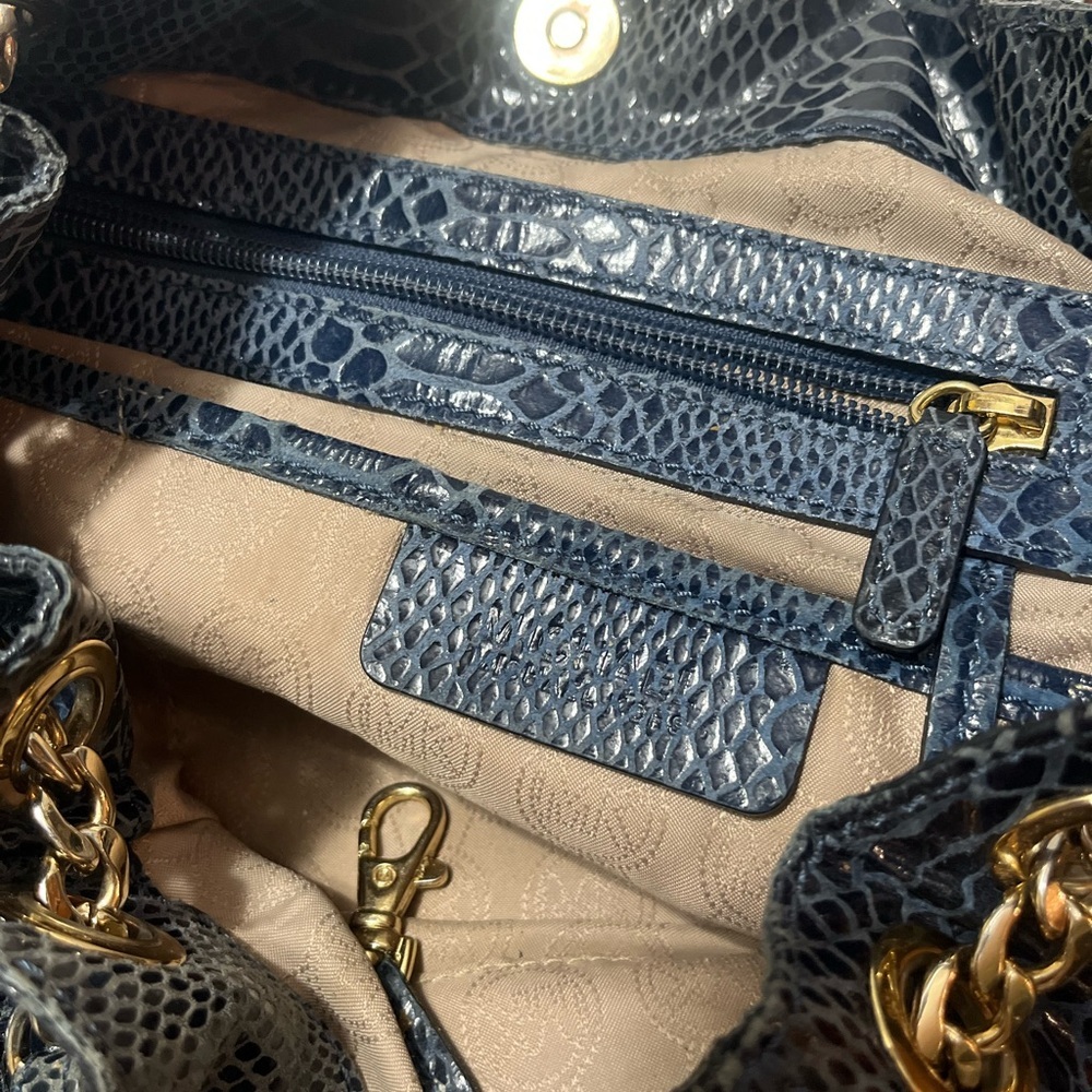Michael Kors Jet Set Blue Python Embossed Leather… - image 4